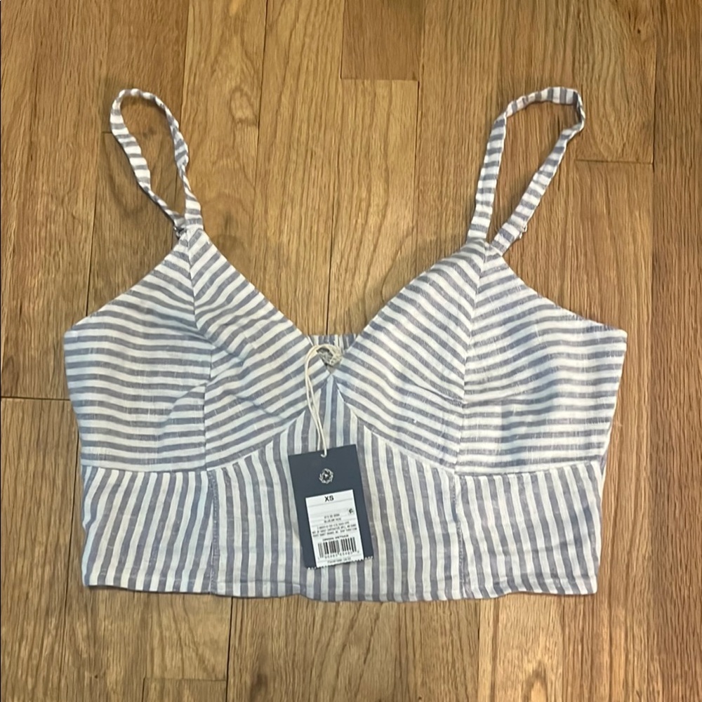 NWT Universal Thread Blue and White Striped Crop Top